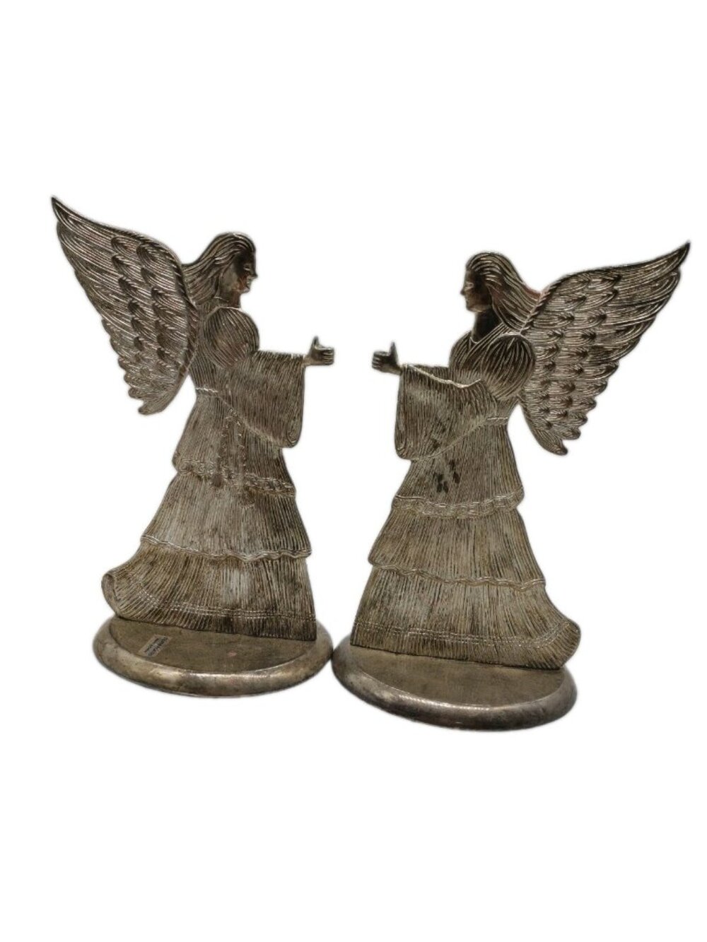 International Silver Co Silver Metal 9" Angel Candle Holder Set Of 2 Vintage